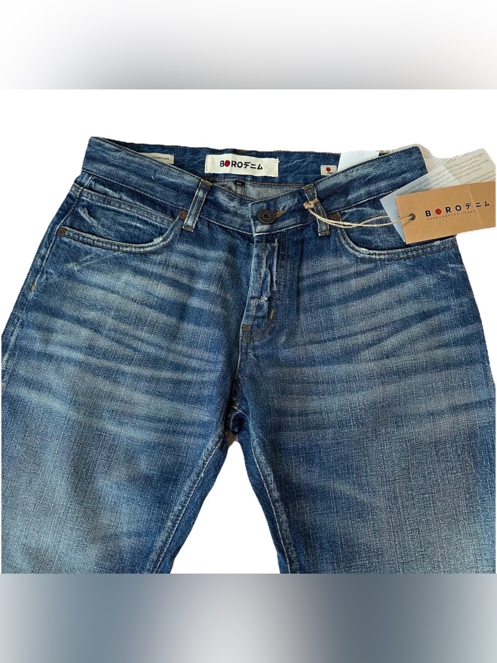 BORO Kawasaki Japanese Selvedge Jeans-26-Low Rise Straight Leg Cropped Sashiko